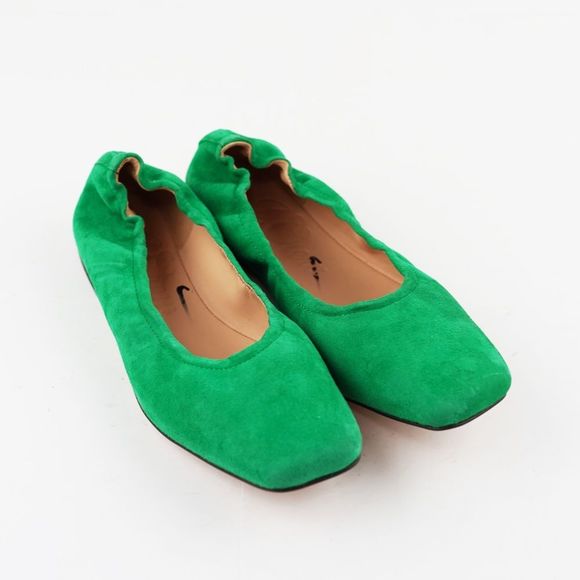 New J.CREW Size 6 Anya Scrunchie Ballet Flats in Suede Brilliant Kelly Green - Picture 2 of 6